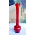 Vintage Bright Red Velvet Glass Vases