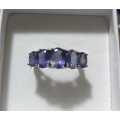 Stunning Chunky Sterling Silver Ring with Purple-Blue Stones