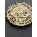 1944 East Africa Half shilling with cracked die through the date