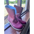 Red patent leather slipper boots (size3-4)