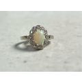 Beautiful 14ct White Gold Opal and Diamond Dress Ring