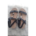 CHEVRON WEDGED NAVY  STRAPPY SANDALS BY MILADYS