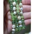Beautiful Freshwater Pearls, Jade and Crystals Long Necklace
