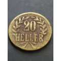 1916T German East africa 20 Heller. Low mintage