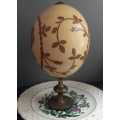 Vintage Hand Painted Ostrich Egg on Stand
