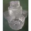 SET OF VINTAGE ICED DESIGN GLASS DESERT BOWLS