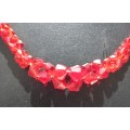 Vintage Czech Red Faceted Glass Beads Necklace