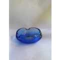 Blue bubble glass bowl/ashtray..Murano?