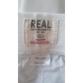WHITE CROPPED PANTS 100% COTTON BY REAL CLOTHING