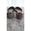 BLACK SUEDE LIKE ANKLE STRAP FLAT SHOES BY MILADYS