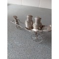 Vintage Chinese Sterling Silver Rickshaw Puller Salt And Pepper Set - (80.5g)