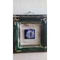 Recovered  porcelain blue&white in a salvaged Oregon pine frame