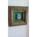 Reclaimed porcelain mosaic floral in a salvaged Oregon pine frame