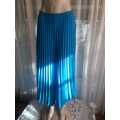 Vintage Blue Pleated Skirt With Elasticated Waist By Be Yourself - Like New - L/36/12