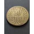 1916T German East Aftica 20 Heller. Low mintage