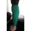 LADIES GREEN CROP PANTS WITH ELASTICATED WAIST BY PARK AVENUE