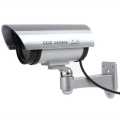Dummy CCTV Security Camera with IR Wireless Flashing Red LED - Silver