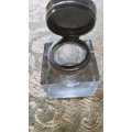 Crystal  inkwell with silver plated hinged lid