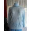 Exclusive Powder Blue Heart Pattern Polo Neck Sweater by Bees and Honey -Size 12/36/L - New
