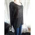 Stunning Black Knitted Sweater Top with Silver Lurex - New - 14/38/XXL