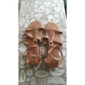 CAMEL COLOURED STRAPPY SANDALS - NEW ITEM - BY NETWORK