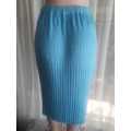 Exclusive Blue Knitted Pleated Skirt with Elasticated Waist - Size 10/34/M - New