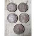 Old South Africa 5 Shilling Silver Coins