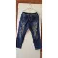 Ladies Size 38 Cropped Ripped Jeans Identity