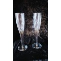Pair of John Rocha Waterford Crystal ` Imprint Design` Champagne Flute Glass  Ireland Signed