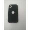 Silicone Back Cover for iPhone 11 with logo hole and camera cut out Black