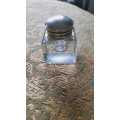 Crystal  inkwell with silver plated hinged lid