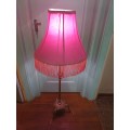 Pink tall lampshade brass stand