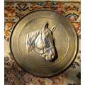 Vintage hammered brass wall hanging display plate of horse head England