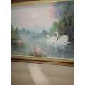 Big Swan original oil painting on canvas M. HENDERSON
