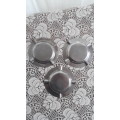 VINTAGE MID CENTURY STAINLESS STEEL COLLECTABLE ASHTRAY TRIO