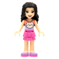 Lego NEW- Friends Emma - Coral and Lavender Cat Shirt Dark Pink Skirt Medium