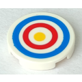Lego NEW - Tile Round 2 x 2 with Bottom Stud Holder with Blue and Red Circles andYellow D~ [White]