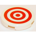 Lego NEW - Tile Round 2 x 2 with Bottom Stud Holder with Red Circles Pattern~ [White]