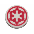 Lego NEW - Tile Round 2 x 2 with Bottom Stud Holder with Red SW Imperial Logo Pattern~ [White]