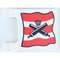 Lego Used - Flag 2 x 2 Square with Crossed Cannons over Red Stripes Black Outline Pattern~ [White]