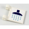 Lego Used - Flag 2 x 2 Square with Dark Purple Rainhead Shower and Dark Azure DropsPatter~ [White]