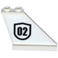 Lego Used - Tail 4 x 1 x 3 with Black '02' Badge Outlined Pattern on Right Side (Sticker) ~ [White]