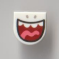 Lego NEW - Tile Round 1 x 1 Half Circle Extended with Big Open Mouth Teeth andTongue Patt~ [White]