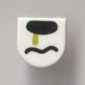 Lego NEW - Tile Round 1 x 1 Half Circle Extended with Black Nose and Wavy Mouth LimeDrip ~ [White]