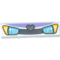 Lego NEW - Tile 1 x 4 with Blue Headlights and Grille with Heart Pattern~ [White]