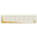 Lego Used - Tile 1 x 4 with Ruler with Gold Trim Pattern~ [White]