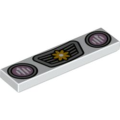 Lego NEW - Tile 1 x 4 with Bright Pink Headlights and Silver Grille with Bright Light Oran~ [White]