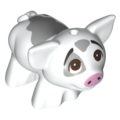 Lego NEW - Pig Moana with Black Eyebrows Reddish Brown Eyes Looking Up Bright PinkNose an~ [White]