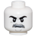 Lego NEW - Minifigure Head Black Eyebrows Light Bluish Gray and Dark Bluish Gray Moustache~ [White]