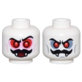 Lego NEW - Minifigure Head Dual Sided Red Eyes Black Moustache Fangs and Red EyeCircles /~ [White]